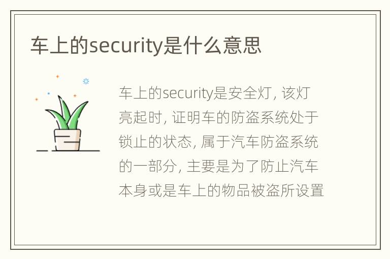 车上的security是什么意思