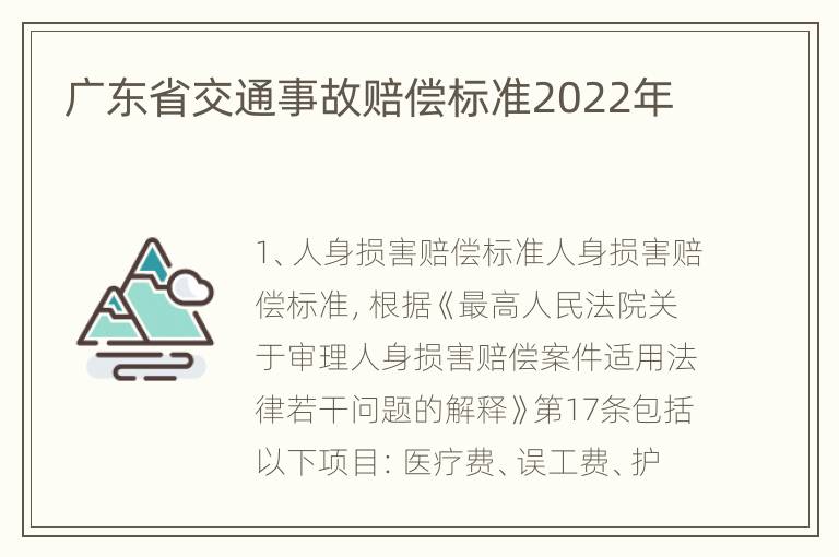 广东省交通事故赔偿标准2022年