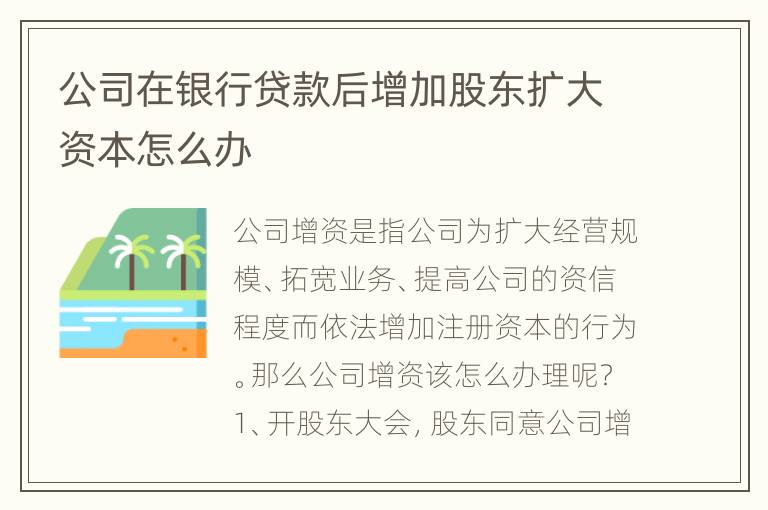 公司在银行贷款后增加股东扩大资本怎么办