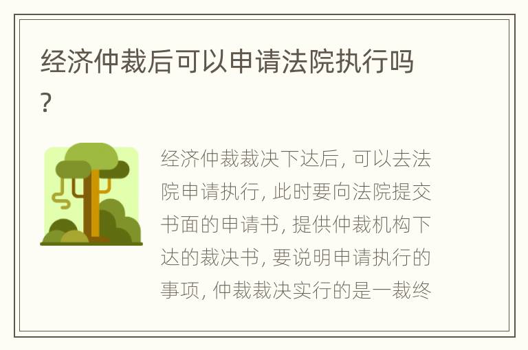 经济仲裁后可以申请法院执行吗？