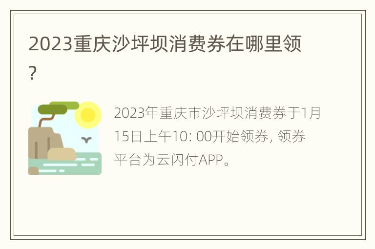 2023重庆沙坪坝消费券在哪里领？