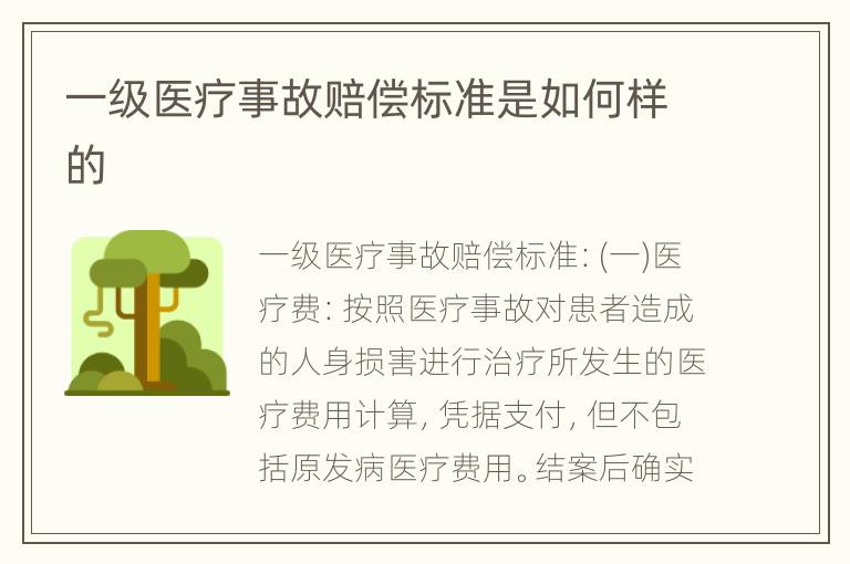 一级医疗事故赔偿标准是如何样的