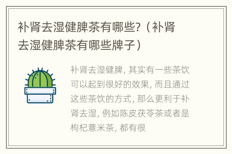 补肾去湿健脾茶有哪些？（补肾去湿健脾茶有哪些牌子）