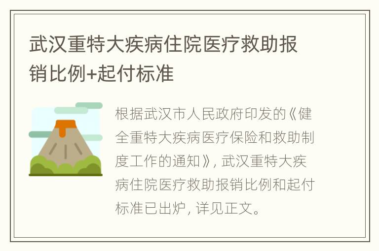武汉重特大疾病住院医疗救助报销比例+起付标准
