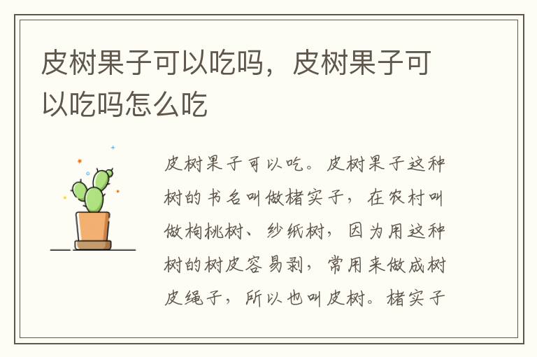 皮树果子可以吃吗，皮树果子可以吃吗怎么吃