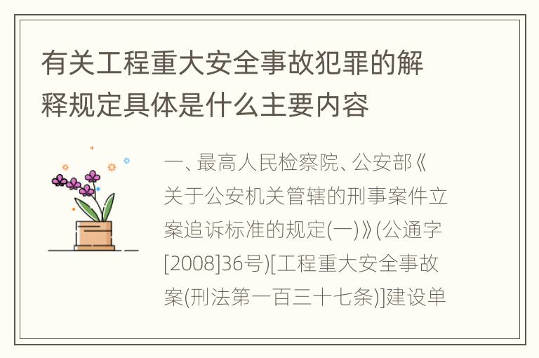 有关工程重大安全事故犯罪的解释规定具体是什么主要内容