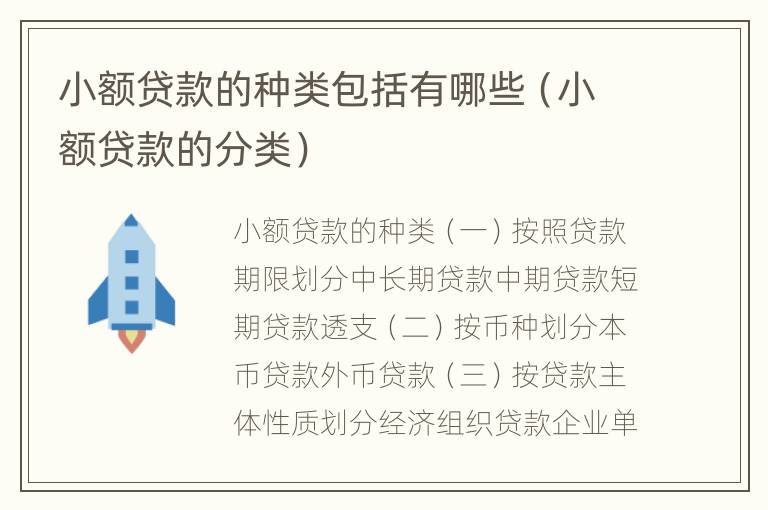 小额贷款的种类包括有哪些（小额贷款的分类）