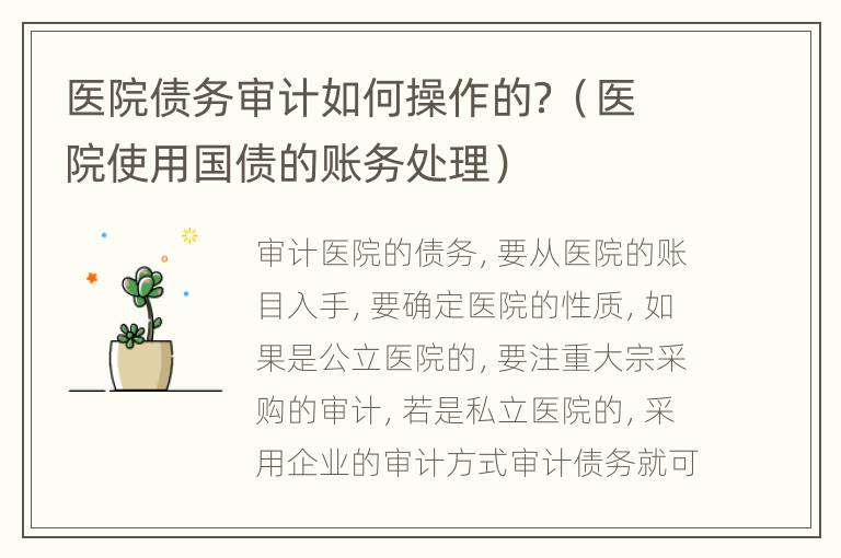 医院债务审计如何操作的？（医院使用国债的账务处理）