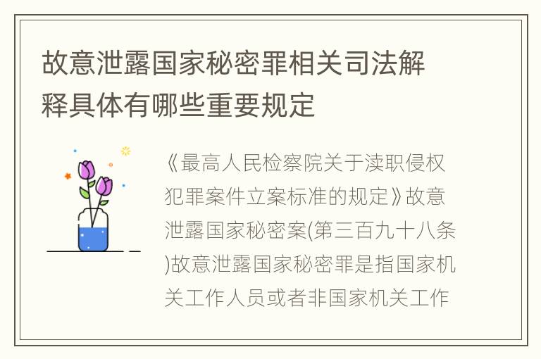 故意泄露国家秘密罪相关司法解释具体有哪些重要规定