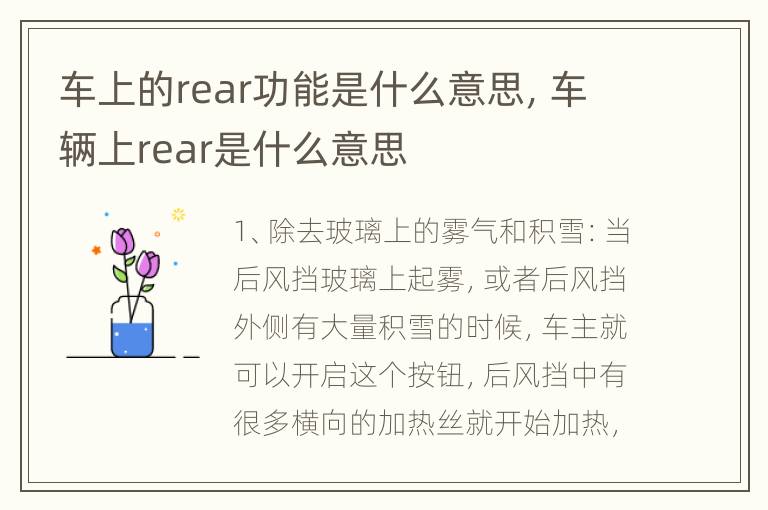 车上的rear功能是什么意思，车辆上rear是什么意思