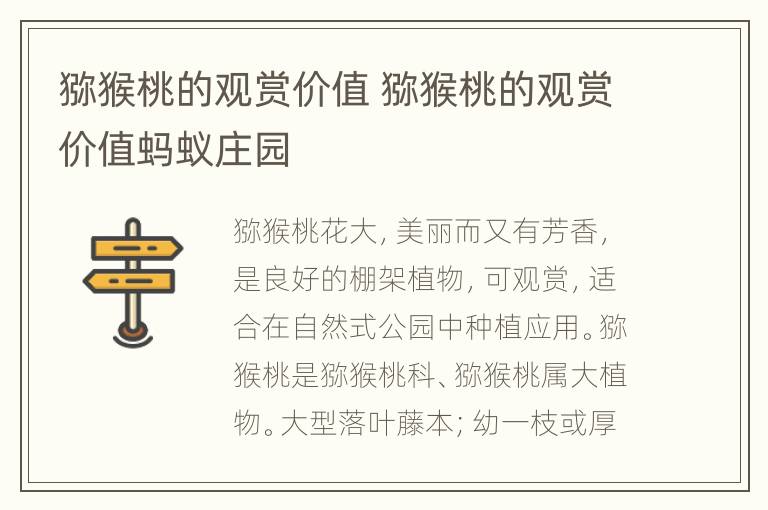 猕猴桃的观赏价值 猕猴桃的观赏价值蚂蚁庄园