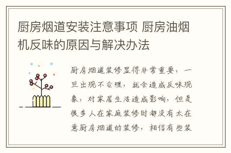 厨房烟道安装注意事项 厨房油烟机反味的原因与解决办法