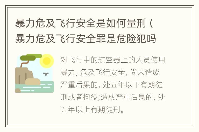 暴力危及飞行安全是如何量刑（暴力危及飞行安全罪是危险犯吗）
