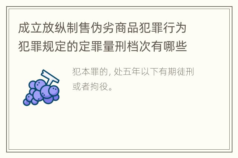 成立放纵制售伪劣商品犯罪行为犯罪规定的定罪量刑档次有哪些