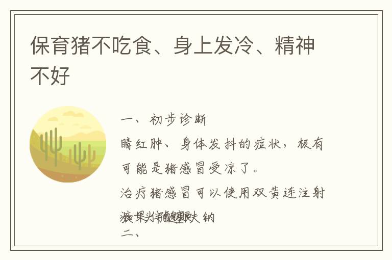 保育猪不吃食、身上发冷、精神不好
