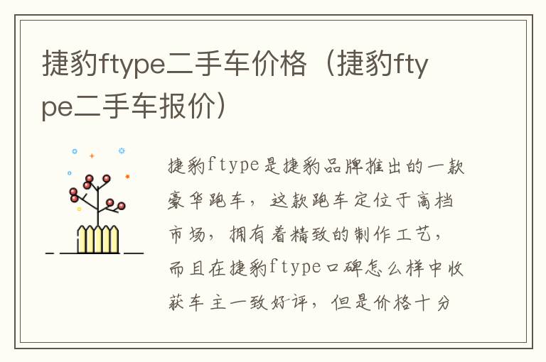 捷豹ftype二手车价格（捷豹ftype二手车报价）