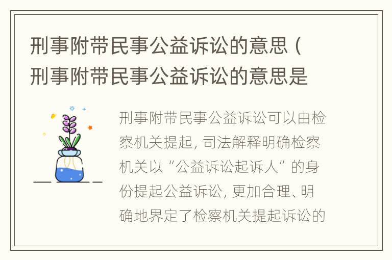 刑事附带民事公益诉讼的意思（刑事附带民事公益诉讼的意思是）