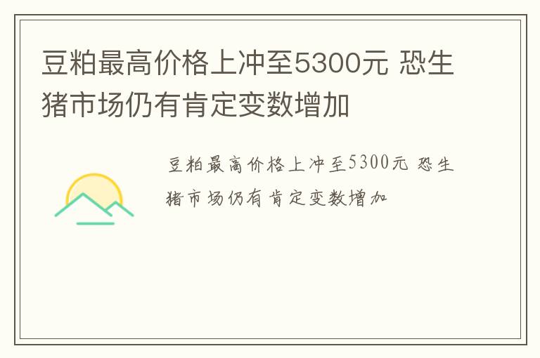 豆粕最高价格上冲至5300元 恐生猪市场仍有肯定变数增加