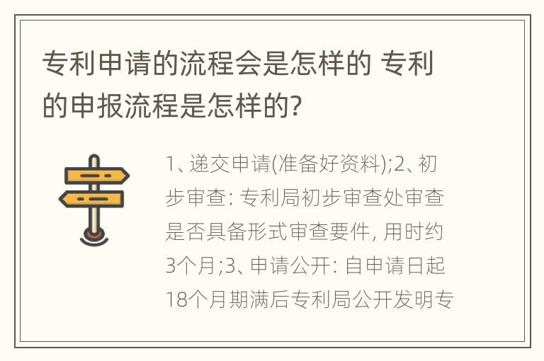 专利申请的流程会是怎样的 专利的申报流程是怎样的?