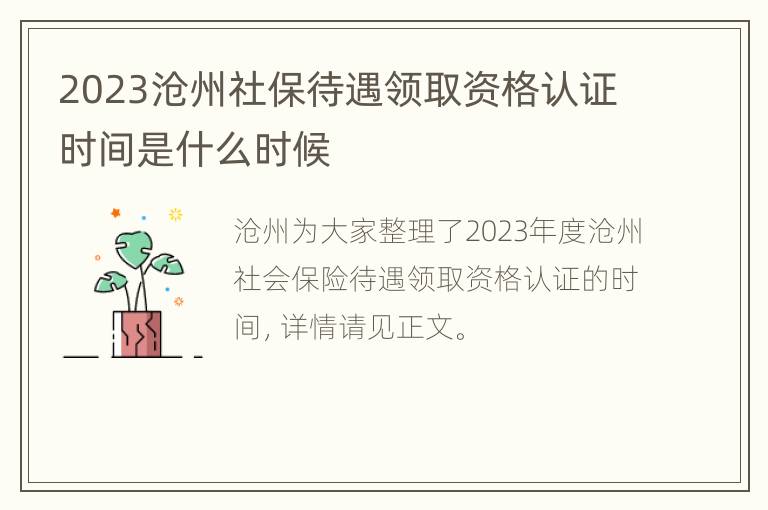 2023沧州社保待遇领取资格认证时间是什么时候