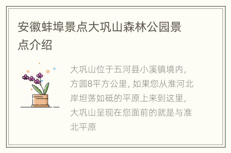 安徽蚌埠景点大巩山森林公园景点介绍