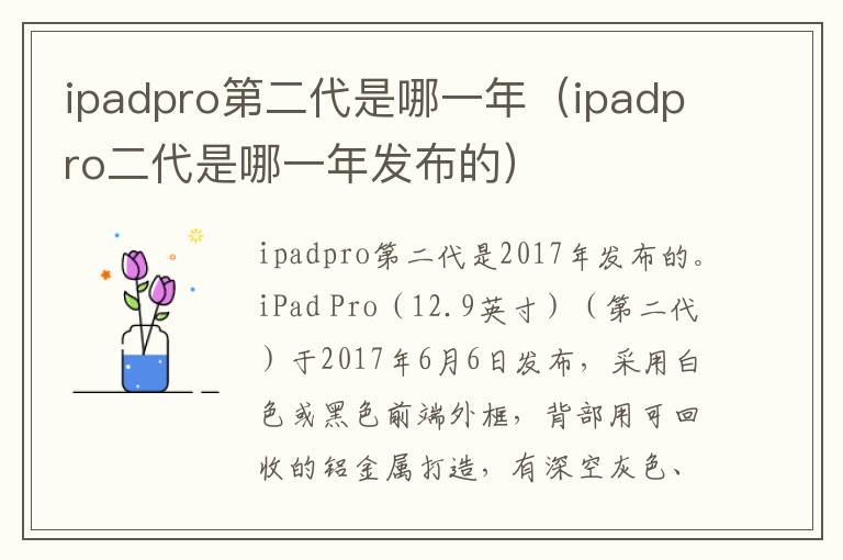 ipadpro第二代是哪一年（ipadpro二代是哪一年发布的）