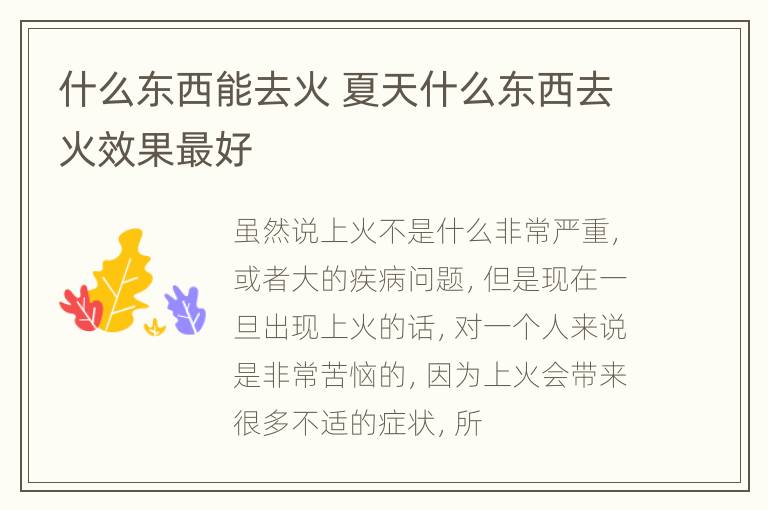 什么东西能去火 夏天什么东西去火效果最好