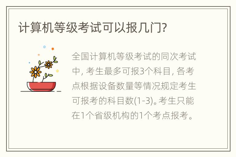 计算机等级考试可以报几门？
