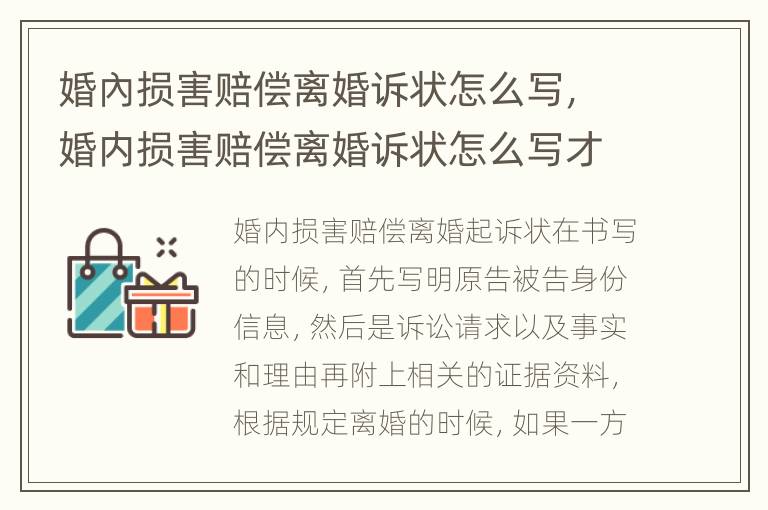 婚內损害赔偿离婚诉状怎么写，婚内损害赔偿离婚诉状怎么写才有效