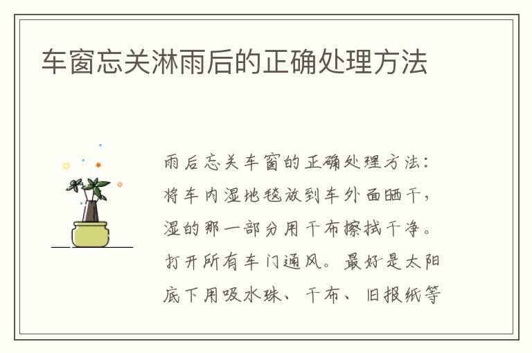 车窗忘关淋雨后的正确处理方法