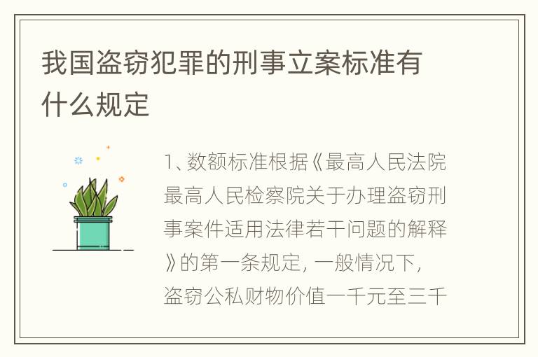 我国盗窃犯罪的刑事立案标准有什么规定