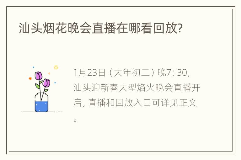 汕头烟花晚会直播在哪看回放？