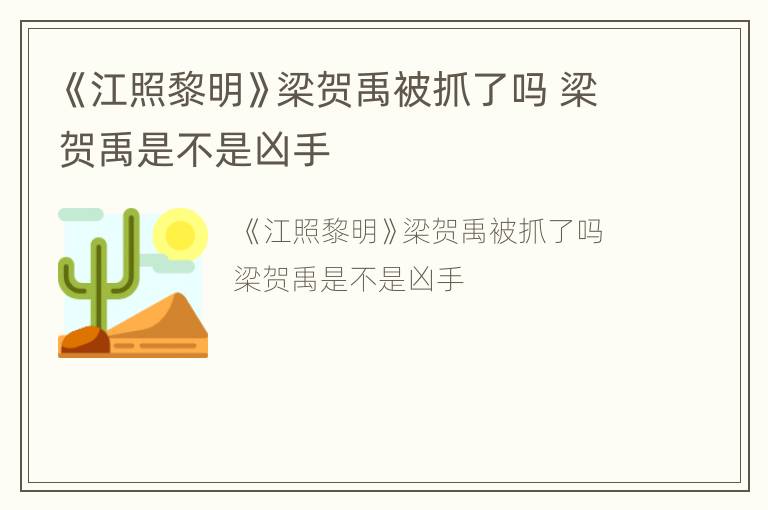 《江照黎明》梁贺禹被抓了吗 梁贺禹是不是凶手