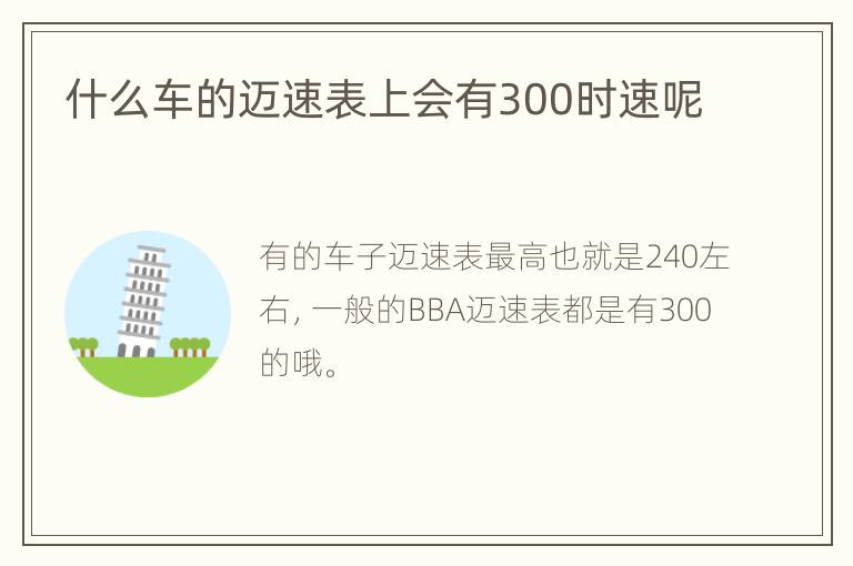 什么车的迈速表上会有300时速呢