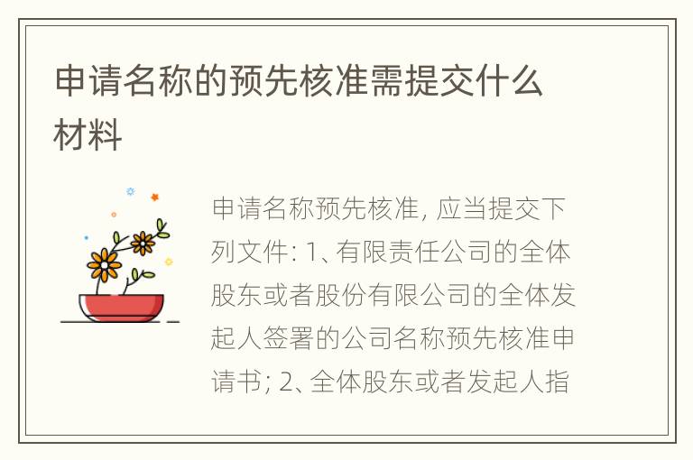 申请名称的预先核准需提交什么材料