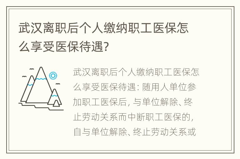 武汉离职后个人缴纳职工医保怎么享受医保待遇？