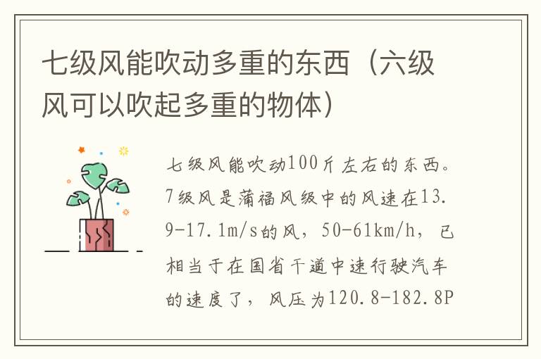 七级风能吹动多重的东西（六级风可以吹起多重的物体）