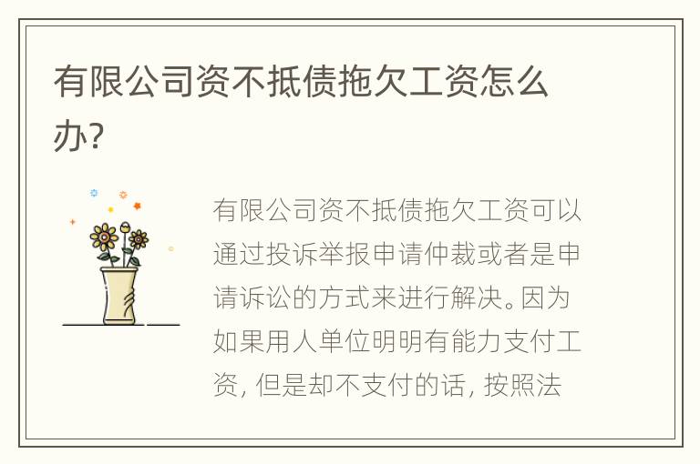 有限公司资不抵债拖欠工资怎么办？