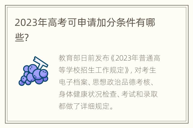 2023年高考可申请加分条件有哪些？