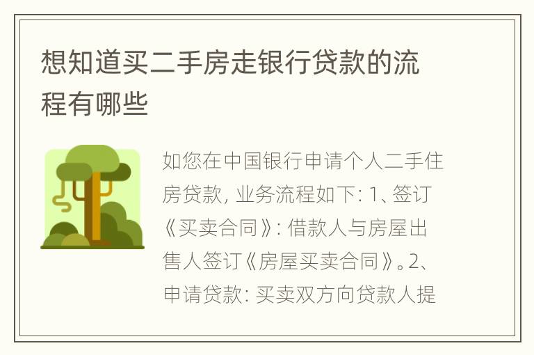 想知道买二手房走银行贷款的流程有哪些