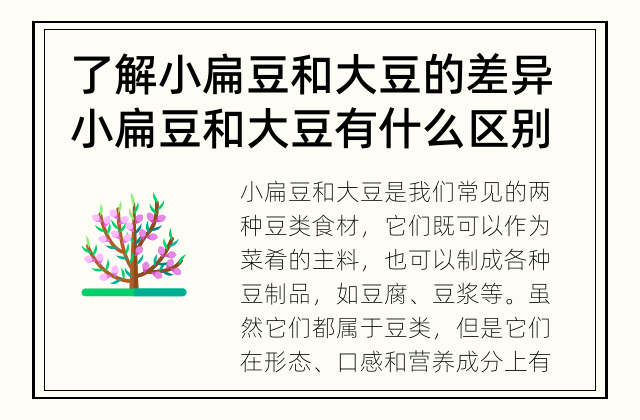 了解小扁豆和大豆的差异 小扁豆和大豆有什么区别？