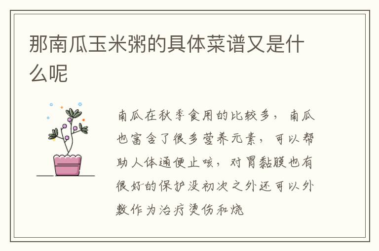 那南瓜玉米粥的具体菜谱又是什么呢