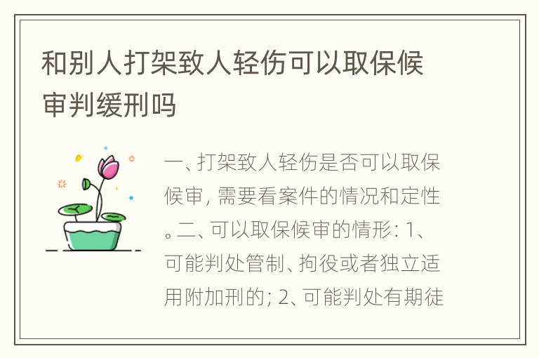 和别人打架致人轻伤可以取保候审判缓刑吗