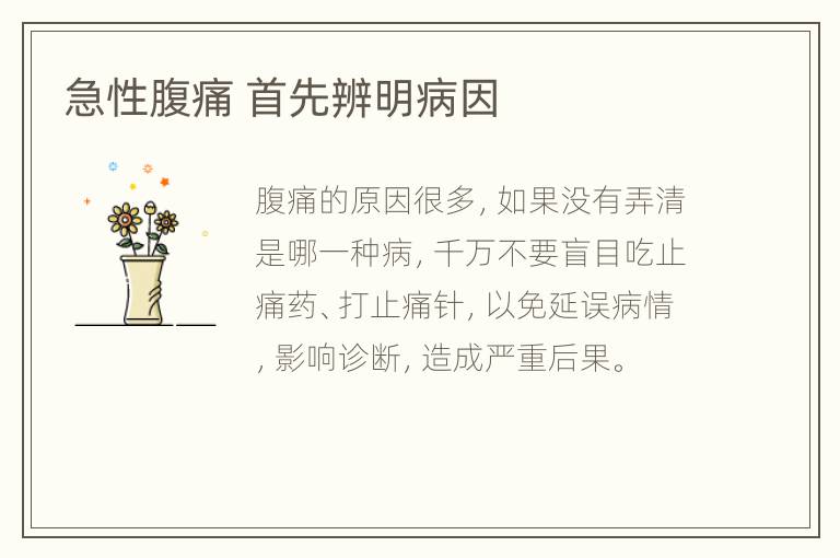急性腹痛 首先辨明病因