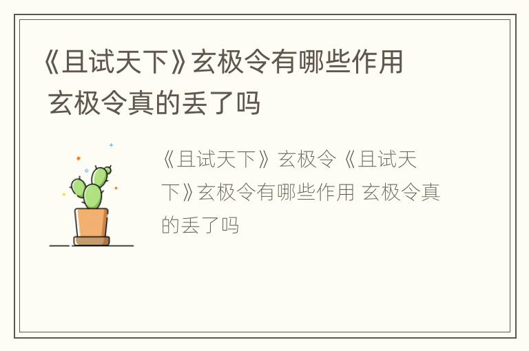 《且试天下》玄极令有哪些作用 玄极令真的丢了吗
