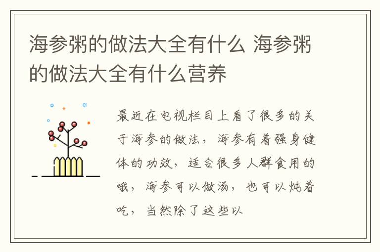 海参粥的做法大全有什么 海参粥的做法大全有什么营养