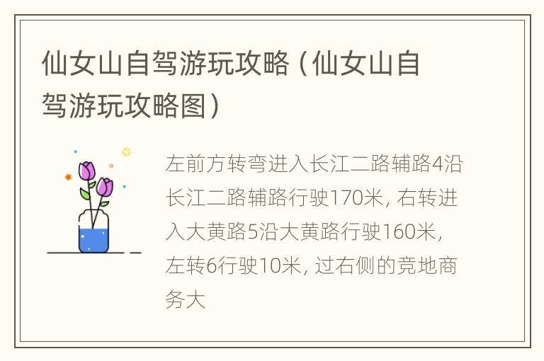 仙女山自驾游玩攻略（仙女山自驾游玩攻略图）