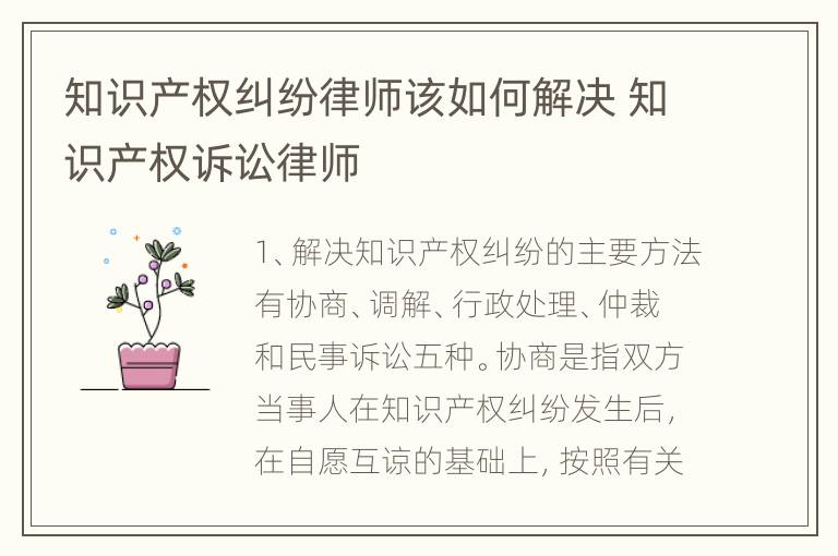 知识产权纠纷律师该如何解决 知识产权诉讼律师