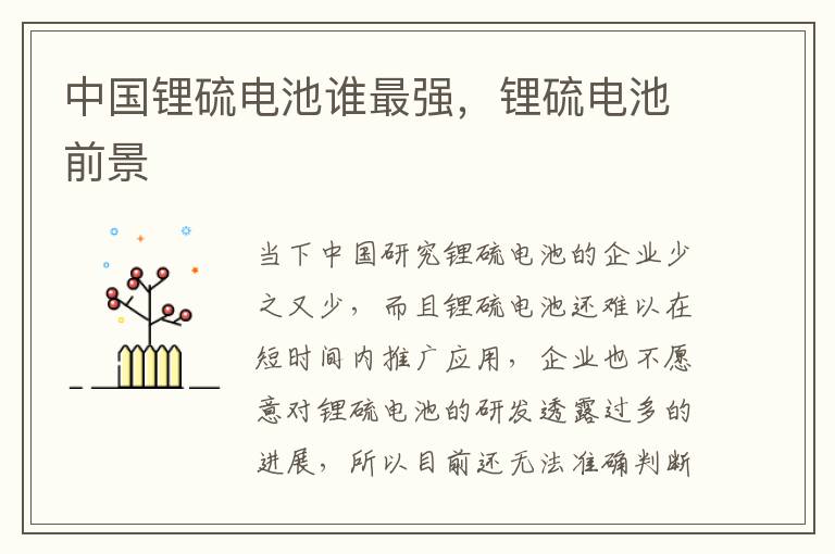 中国锂硫电池谁最强，锂硫电池前景