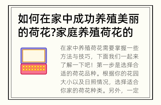 如何在家中成功养殖美丽的荷花? 家庭养殖荷花的方法与技巧